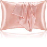 Juego de 2 fundas de almohada de seda satinada, ideales para el cabello y la piel, color coral, tamaño estándar, supersuaves, con cierre de sobre (tamaño 20 x 26 pulgadas). Marca BEDELITE.
